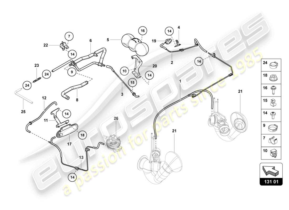 lamborghini lp750-4 sv roadster (2017) sistema de vacío diagrama de piezas