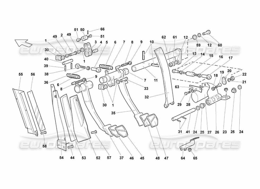 lamborghini murcielago lp670 grupo de pedales manuales diagrama de piezas