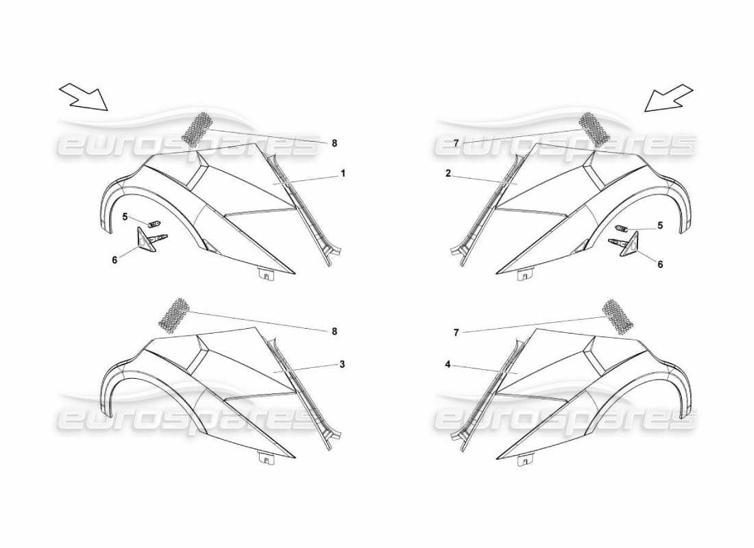 lamborghini murcielago lp670 guardabarros delantero diagrama de piezas
