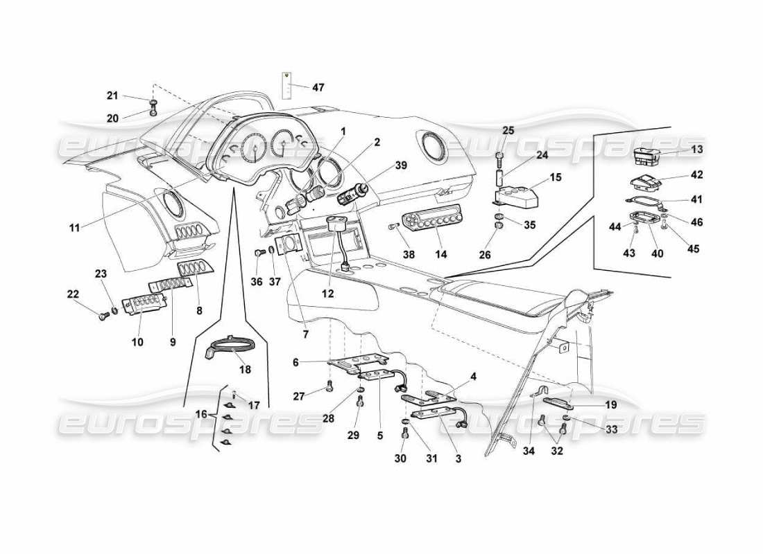 lamborghini murcielago lp670 diagrama de piezas de instrumentos del tablero
