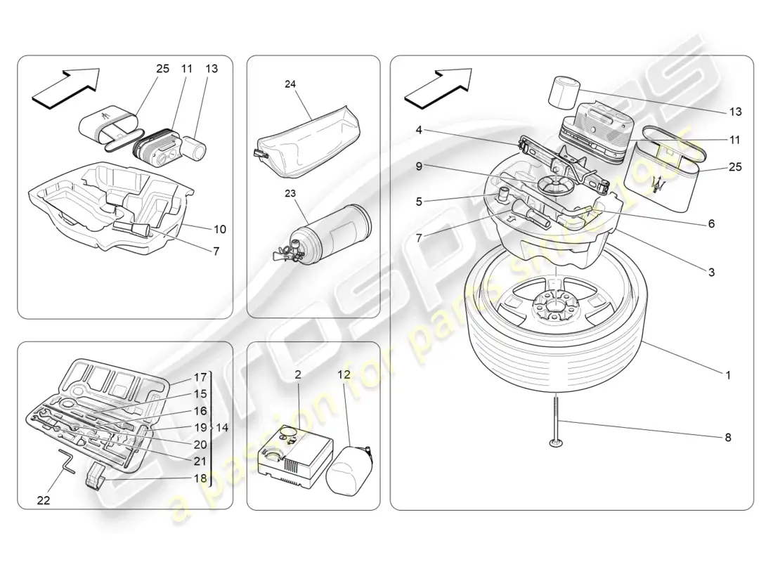 maserati ghibli (2014) estándar proporcionado diagrama de piezas
