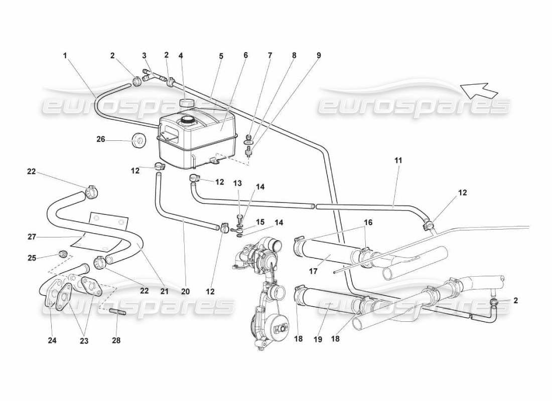 lamborghini murcielago lp670 sistema de refrigeración por agua diagrama de piezas