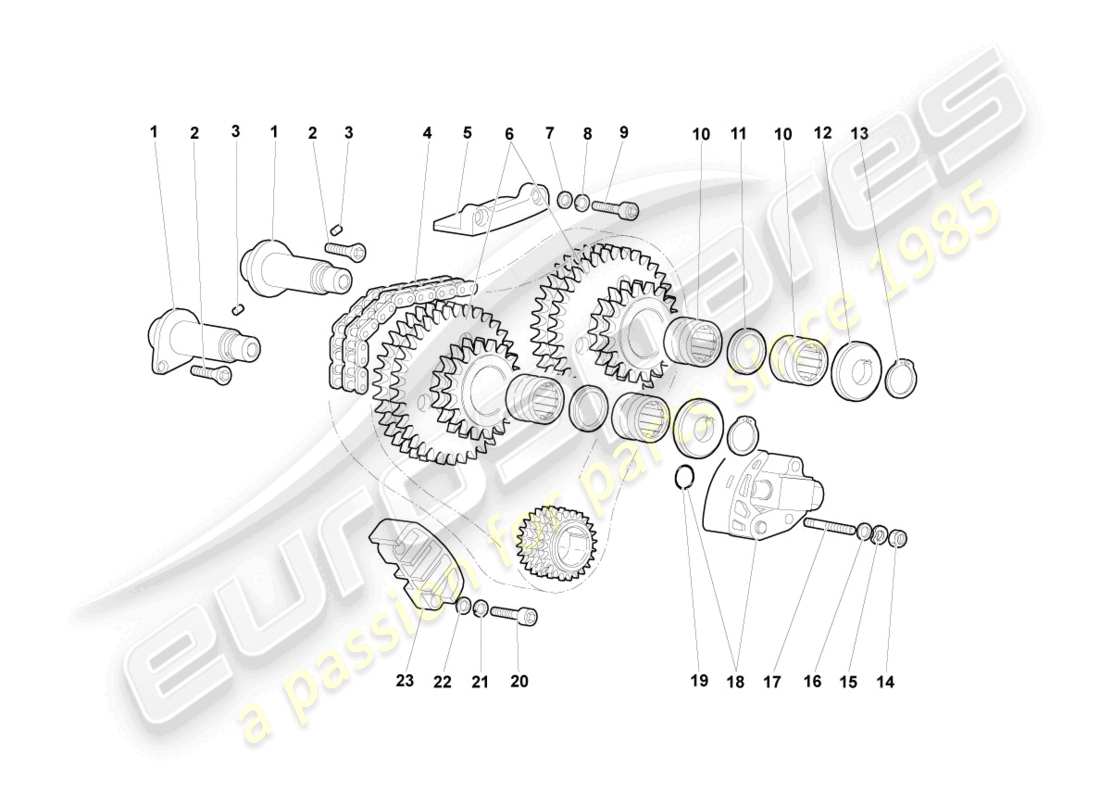 lamborghini murcielago coupe (2004) cadena de distribución diagrama de piezas