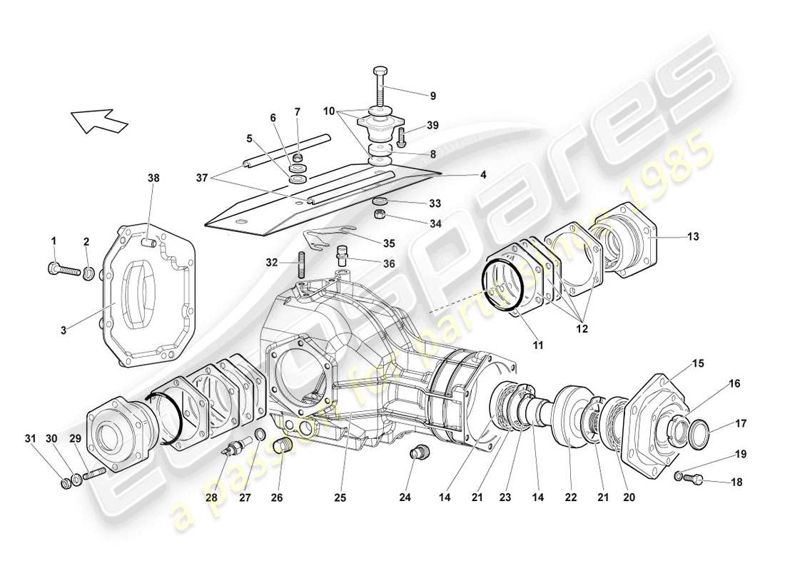 lamborghini murcielago coupe (2005) carcasa para diferencial diagrama de pieza