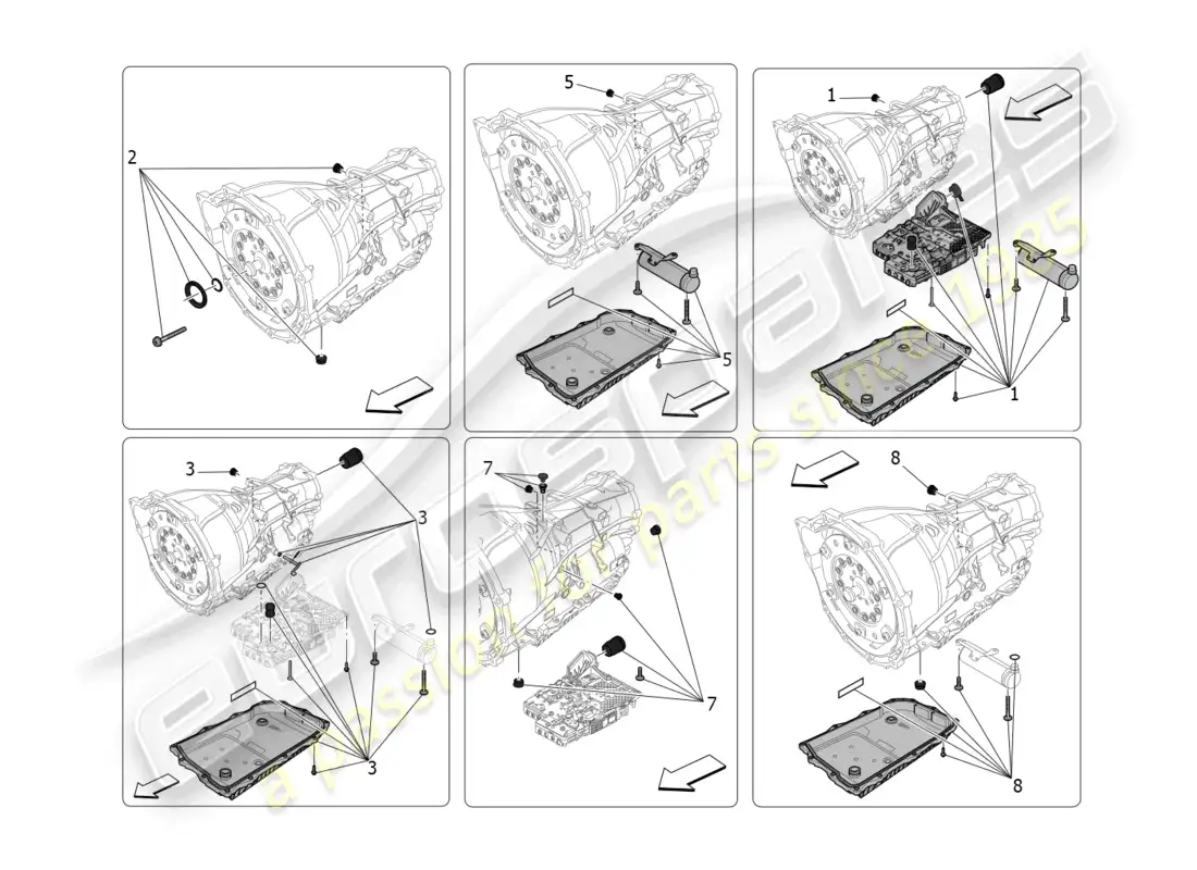 maserati grecale gt (2023) carcasas de caja de cambios diagrama de piezas