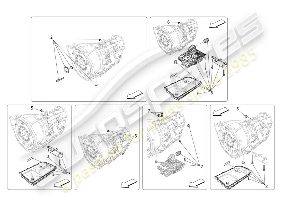 maserati levante gt (2022) carcasas de caja de cambios diagrama de piezas