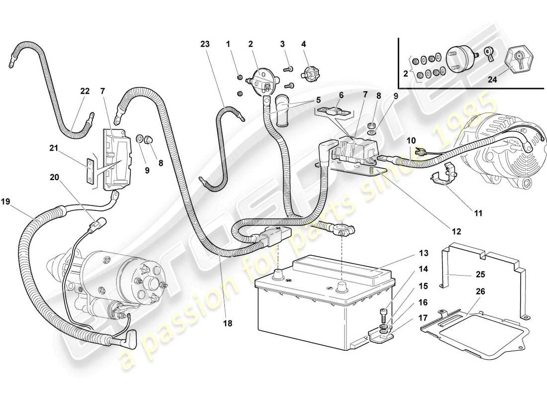 lamborghini murcielago coupe (2002) diagrama de piezas del enchufe del fusible principal