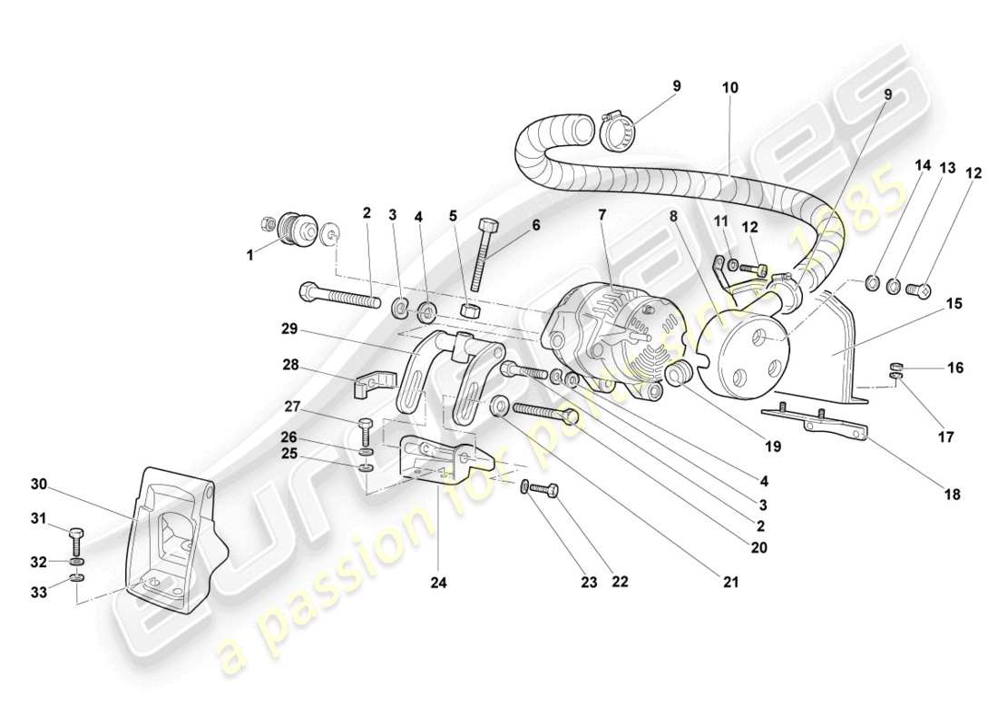 lamborghini murcielago coupe (2002) diagrama de piezas del alternador