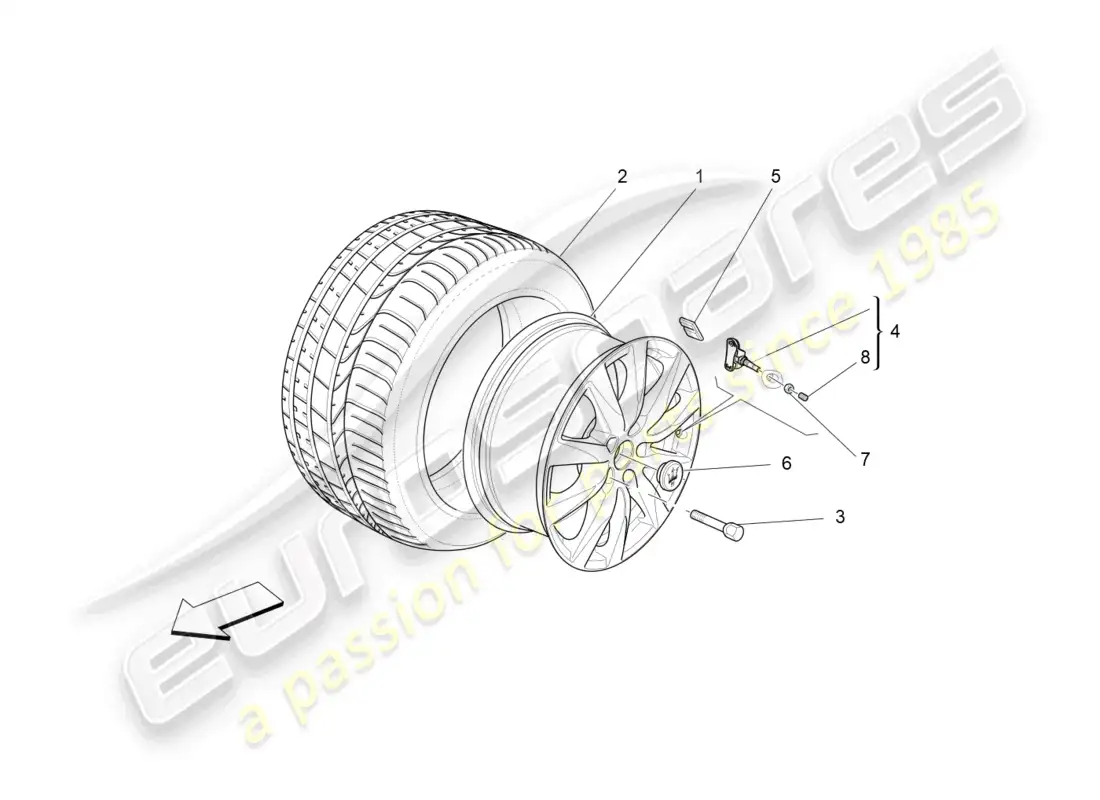 maserati levante (2018) wheels and tyres diagrama de piezas