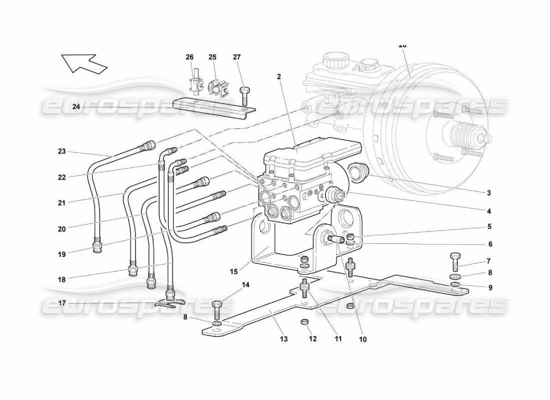 lamborghini murcielago lp670 diagrama de piezas electrohidráulico abs cu