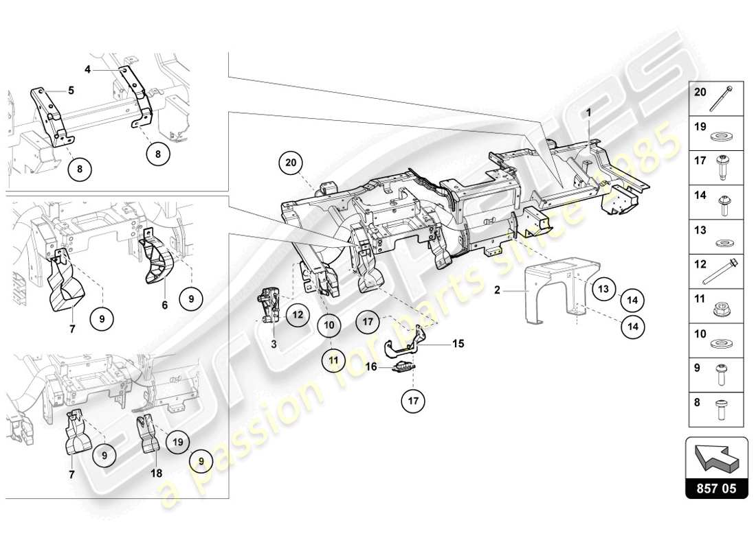 lamborghini lp720-4 coupe 50 (2014) travesaño diagrama de piezas