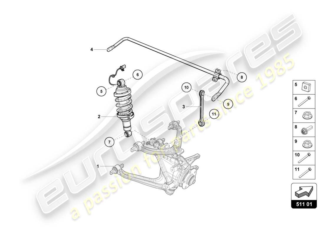 lamborghini lp580-2 spyder (2017) amortiguador trasero diagrama de piezas