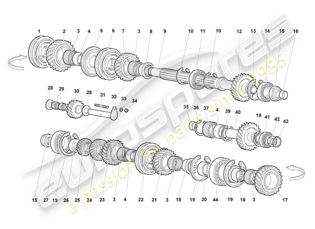 lamborghini murcielago coupe (2003) diagrama de piezas del eje de salida