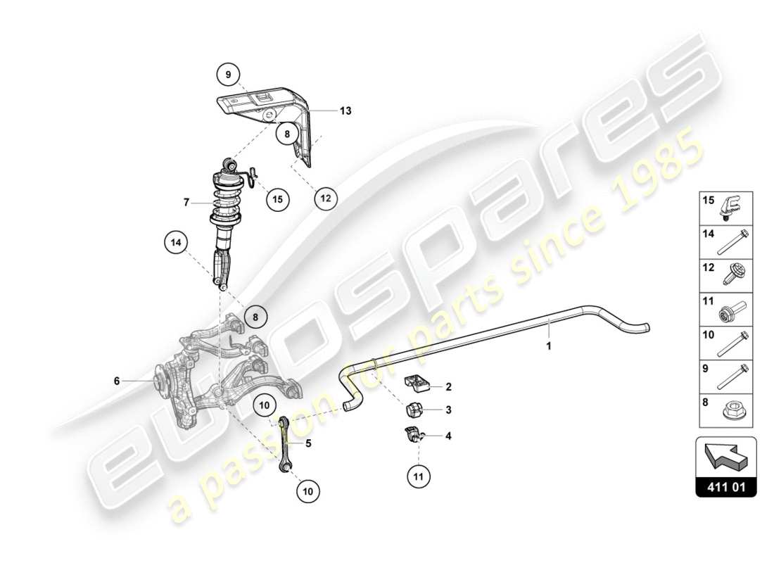 lamborghini lp610-4 spyder (2018) amortiguadores delanteros diagrama de piezas