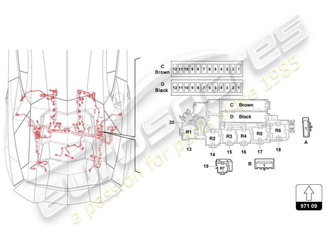 lamborghini lp740-4 s coupe (2019) diagrama de piezas de fusibles