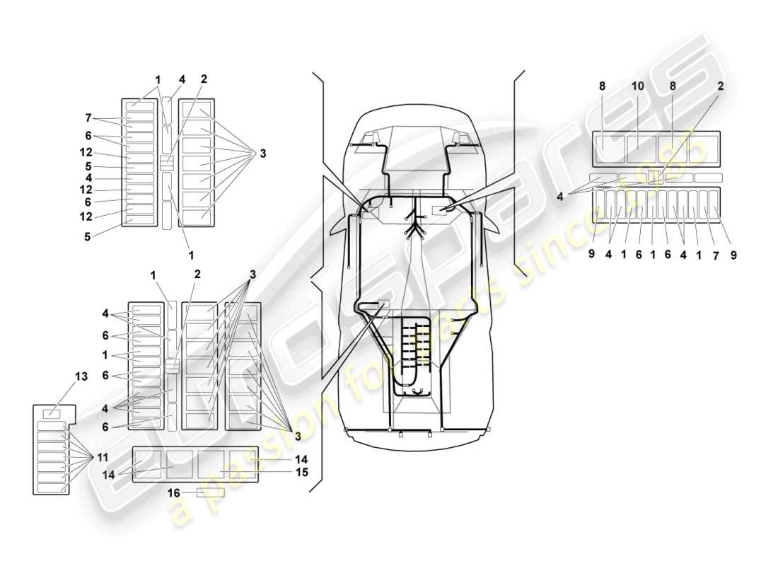 lamborghini murcielago coupe (2006) diagrama de piezas de electricidad central