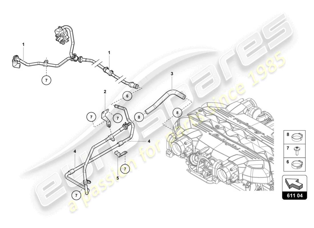 lamborghini lp740-4 s roadster (2018) mangueras de vacío diagrama de piezas