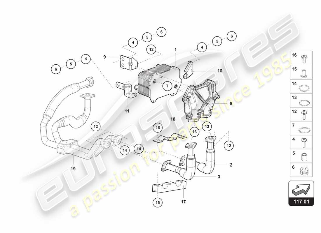 lamborghini lp700-4 coupe (2012) diagrama de piezas del enfriador de aceite