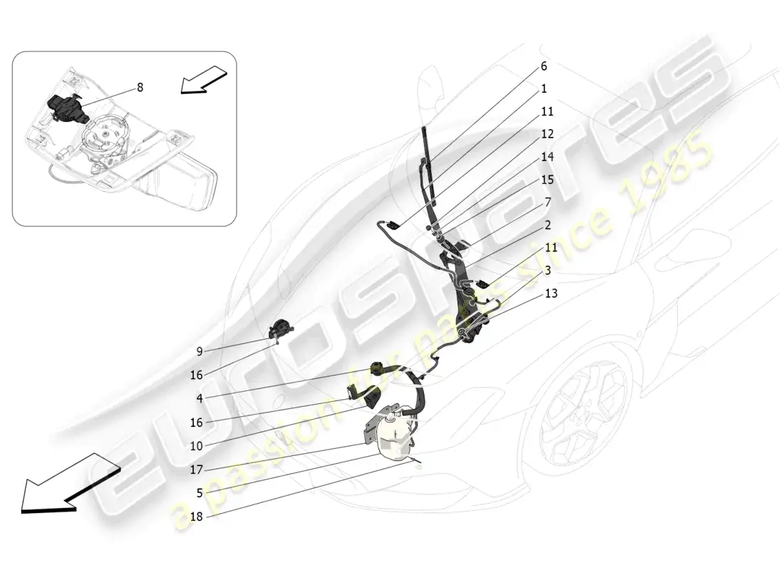 maserati mc20 (2023) dispositivos externos del vehículo diagrama de piezas