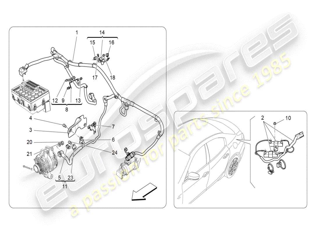 maserati ghibli (2019) cableado principal diagrama de piezas
