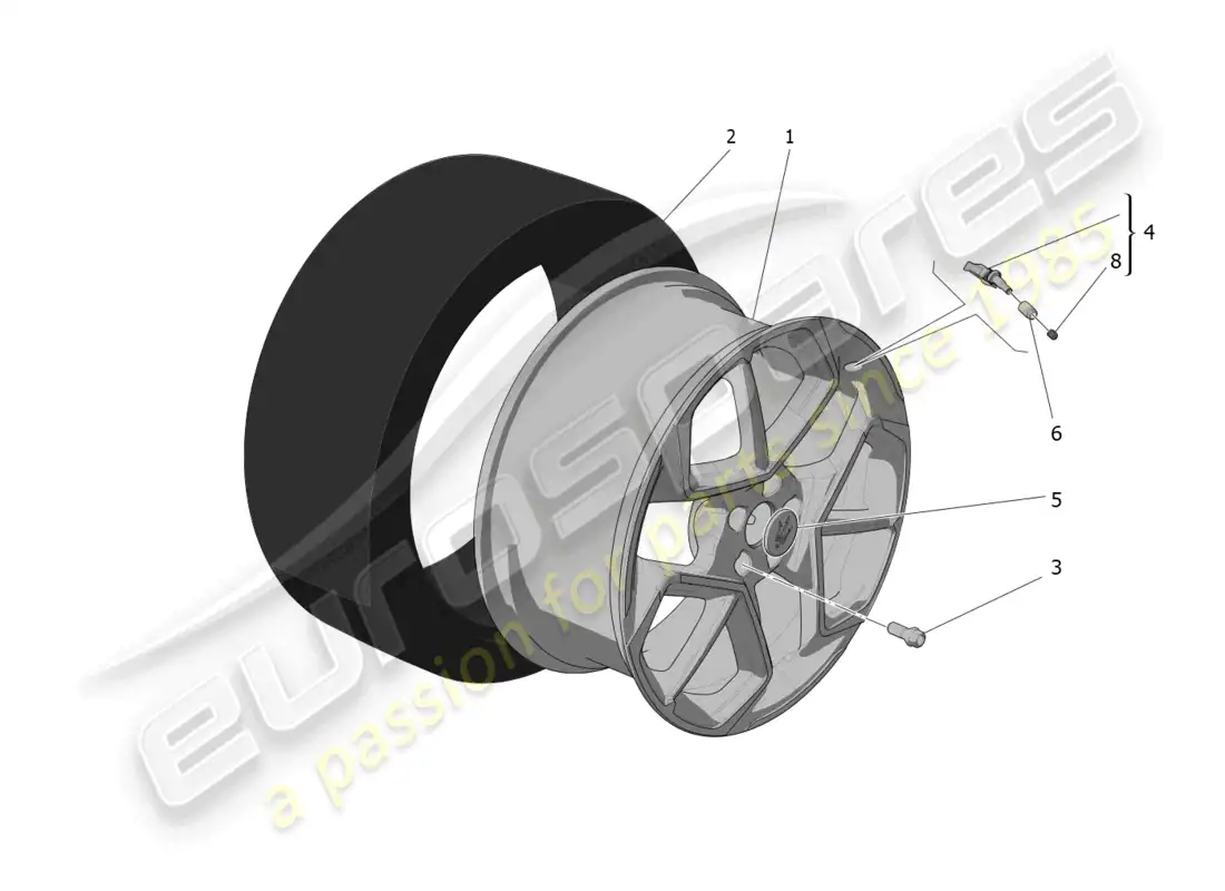 maserati mc20 (2023) wheels and tyres diagrama de piezas
