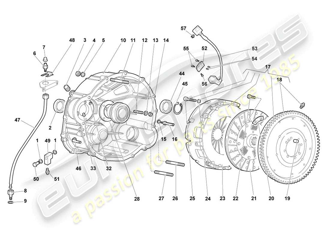 lamborghini murcielago roadster (2005) acoplamiento e-gear diagrama de piezas