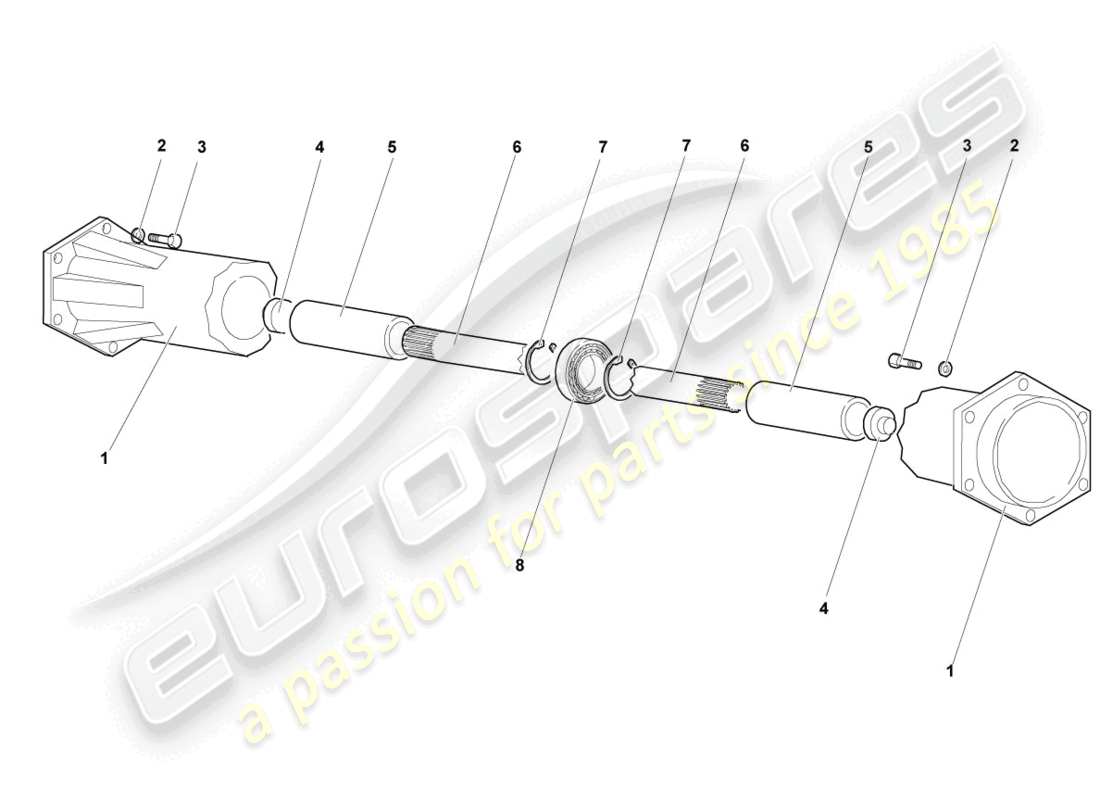 lamborghini murcielago roadster (2005) diagrama de piezas del eje cardán