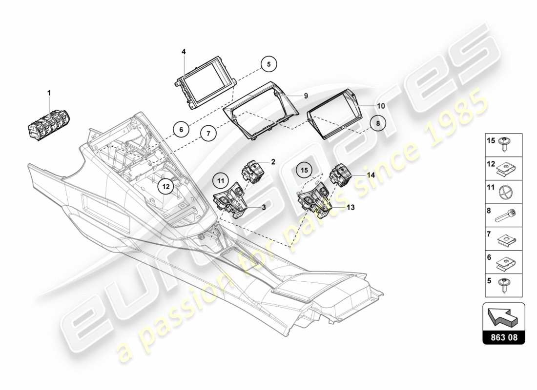 lamborghini 2012 (lp700-4 coupe)) diagrama de piezas de la unidad de interrupción