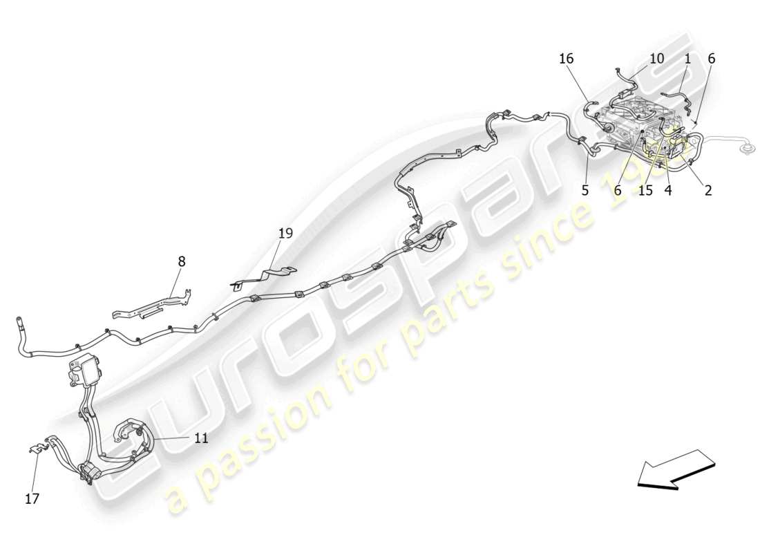 maserati levante gt (2022) diagrama de piezas de cableado principal