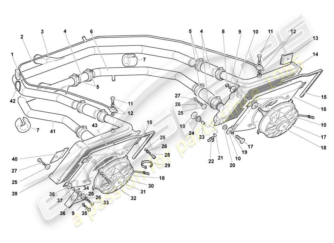 lamborghini murcielago roadster (2005) enfriador para refrigerante diagrama de piezas