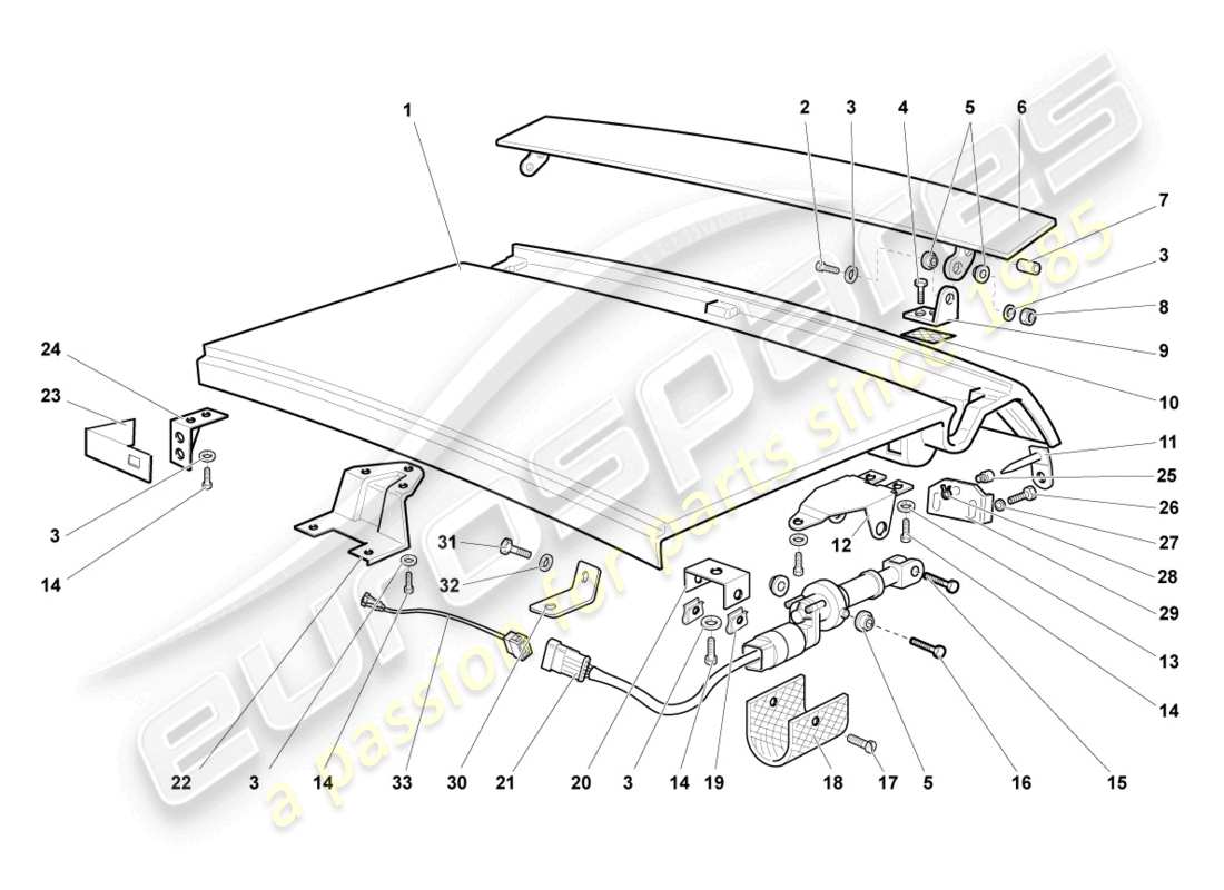 lamborghini murcielago roadster (2005) diagrama de piezas de la tapa trasera
