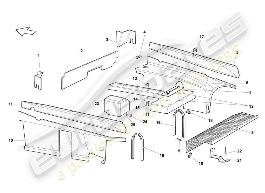 lamborghini murcielago coupe (2003) absorbentes de sonido diagrama de piezas