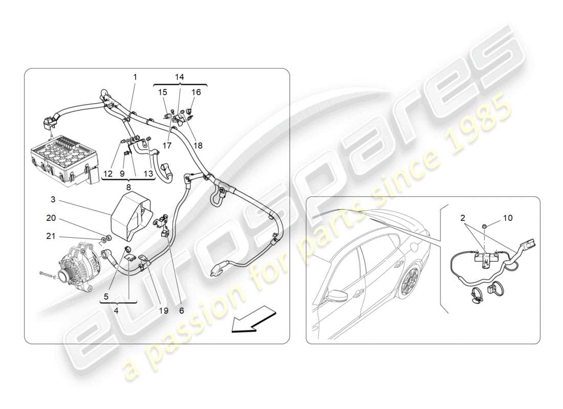 maserati quattroporte (2018) diagrama de piezas de cableado principal