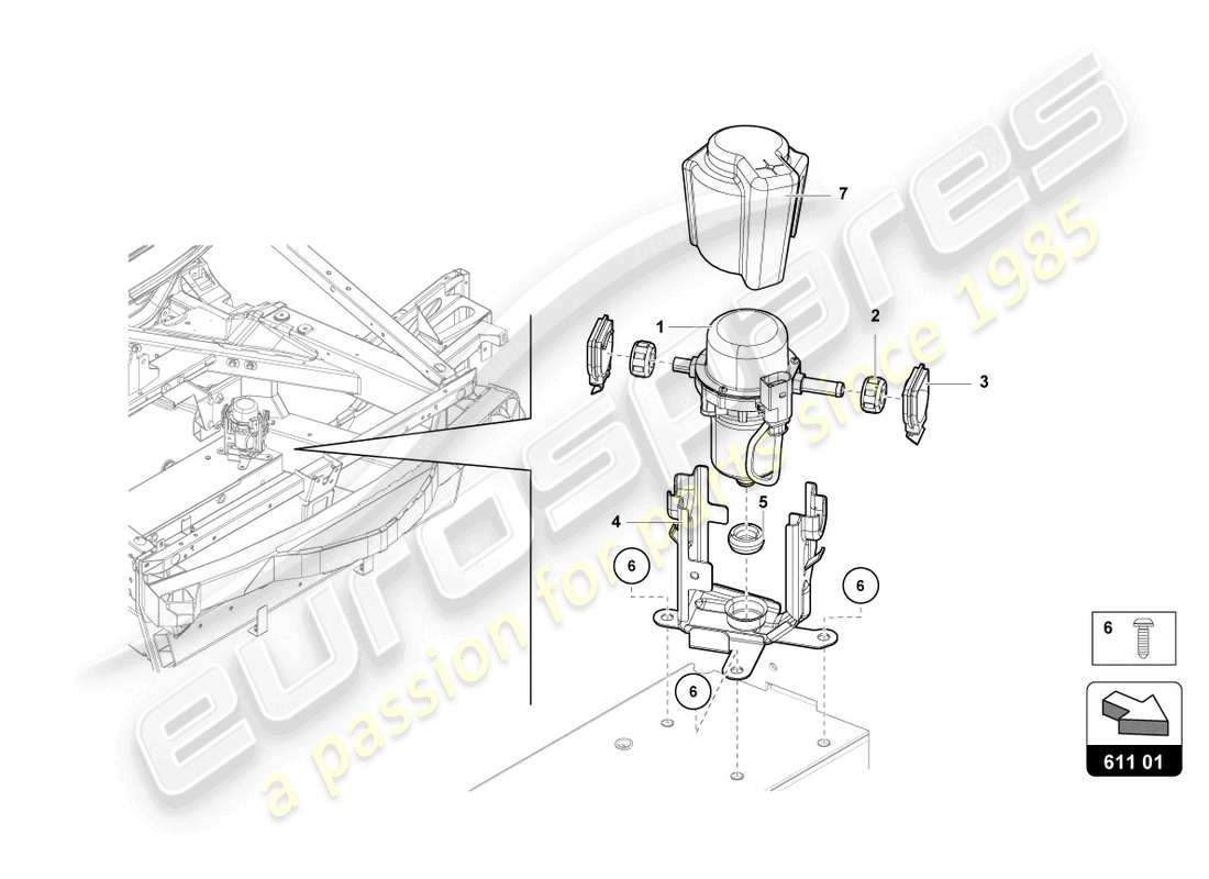 lamborghini sian (2021) bomba de vacío para servo freno diagrama de piezas