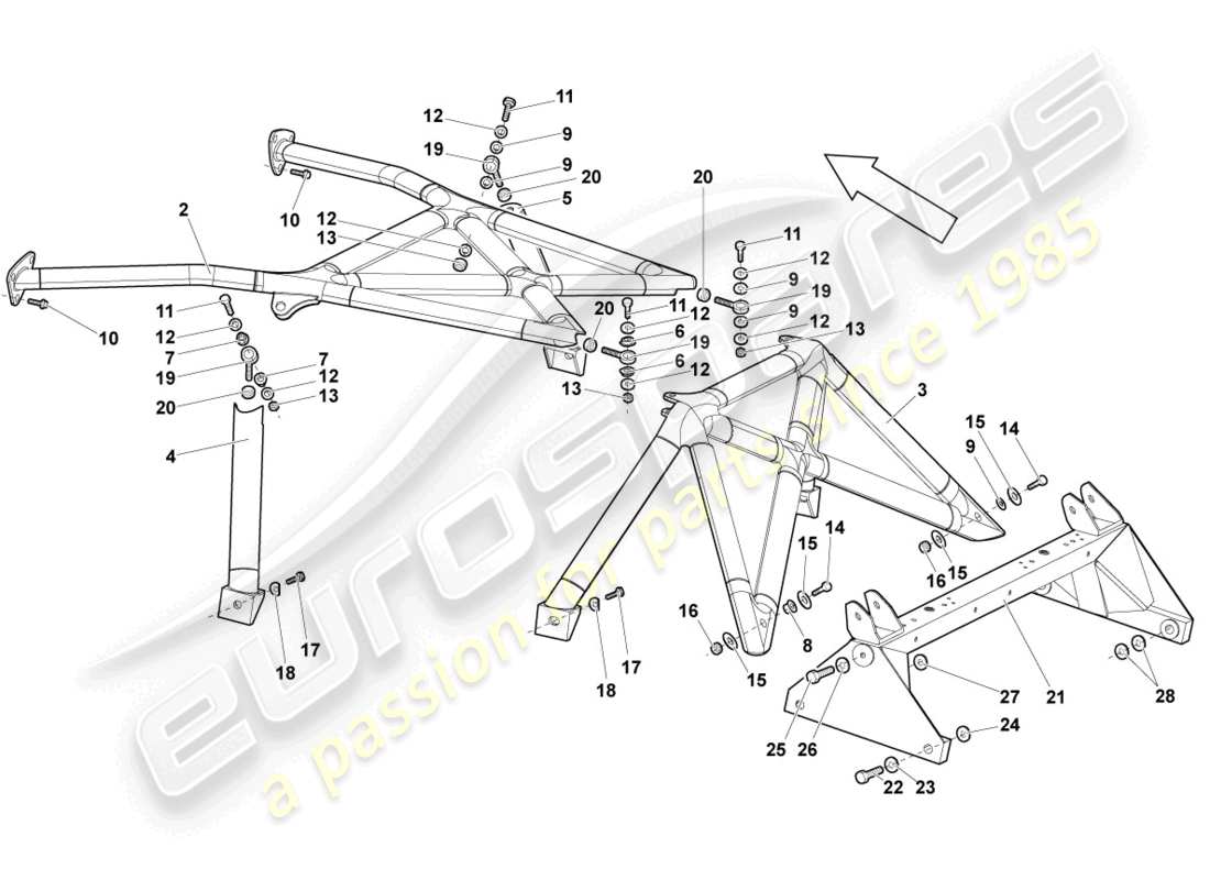 lamborghini murcielago roadster (2005) diagrama de piezas del marco
