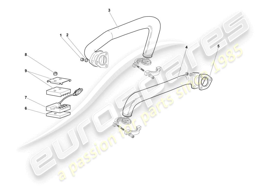 lamborghini murcielago roadster (2005) diagrama de piezas del sistema de escape