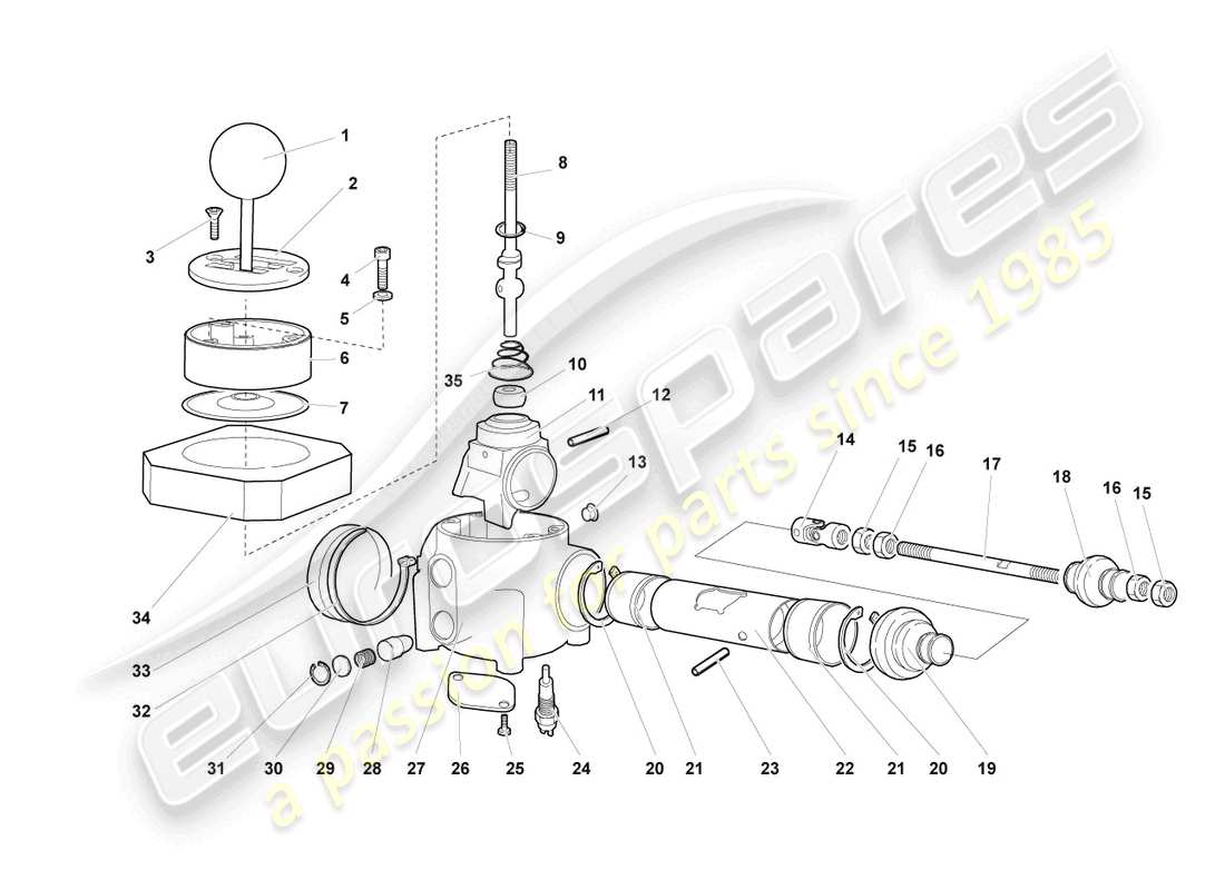 lamborghini murcielago roadster (2005) montaje para mecanismo de cambio diagrama de piezas