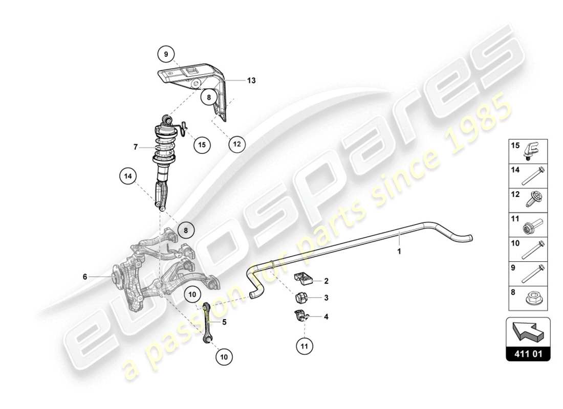 lamborghini lp610-4 coupe (2015) amortiguadores diagrama de piezas