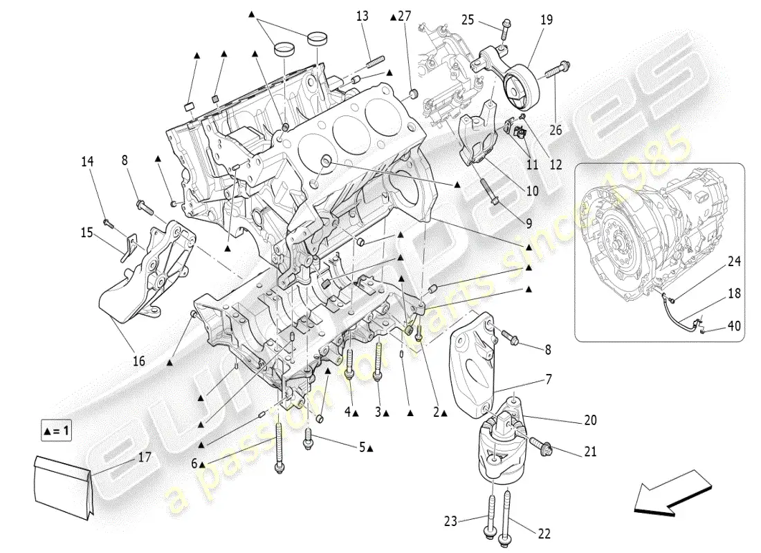 maserati ghibli (2019) crankcase diagrama de piezas