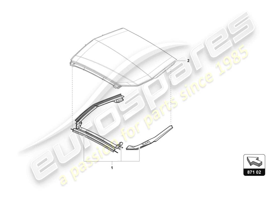 lamborghini 2015 (lp720-4 roadster 50) juego de juntas para barra de techo diagrama de piezas
