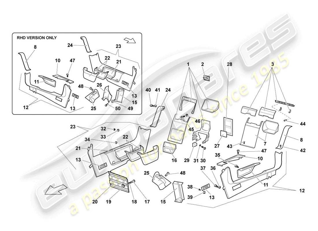 lamborghini murcielago coupe (2003) diagrama de piezas del trim del pilar