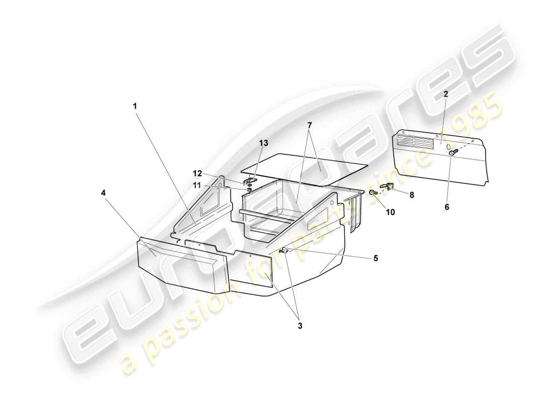 lamborghini murcielago coupe (2003) embellecedores del maletero de equipaje diagrama de piezas