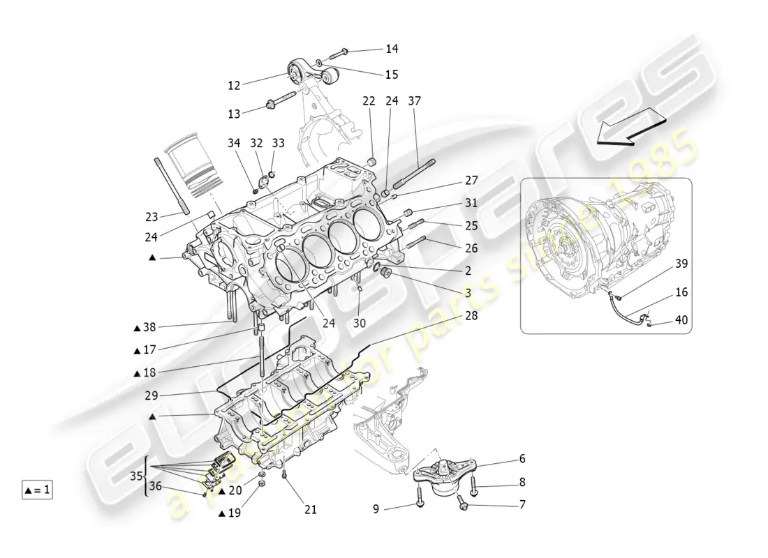maserati levante modena s (2022) crankcase diagrama de piezas