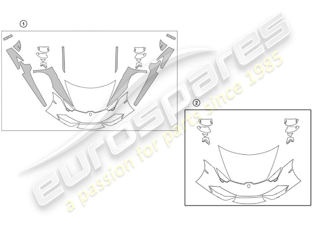 lamborghini huracan lp580-2 coupe (accessories) 1 diagrama de piezas del set de película protectora