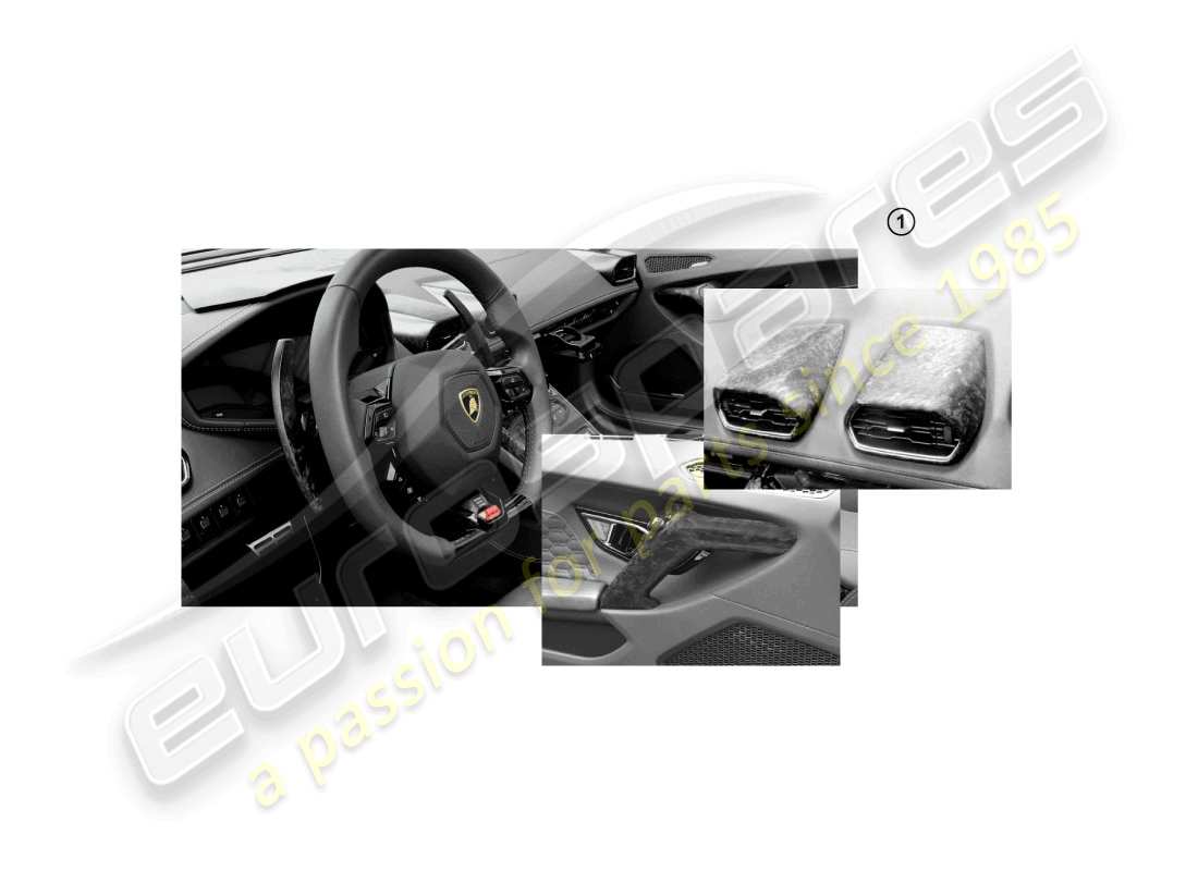 lamborghini accessories (lp600-4 zhong coupe) juego de decoración para interiores de consola central e interiores de puertas diagrama de piezas