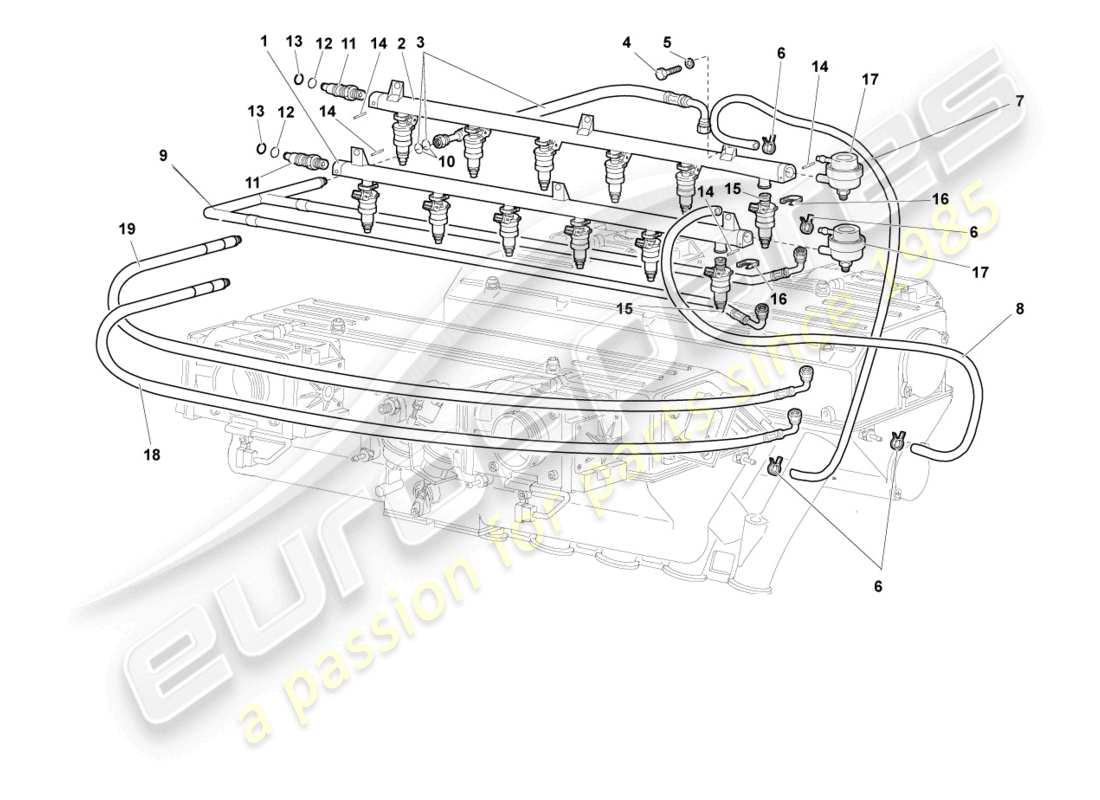 lamborghini murcielago roadster (2006) sistema de admisión diagrama de piezas