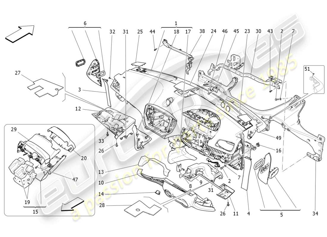 maserati ghibli fragment (2022) unidad de tablero diagrama de piezas