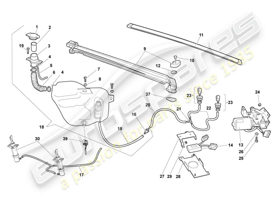 lamborghini murcielago roadster (2006) diagrama de piezas del limpiaparabrisas