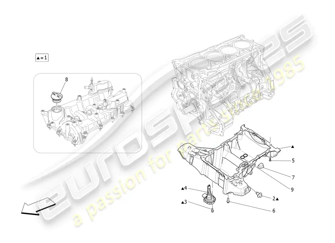 maserati levante gt (2022) sistema de lubricación: circuito y recogida diagrama de piezas