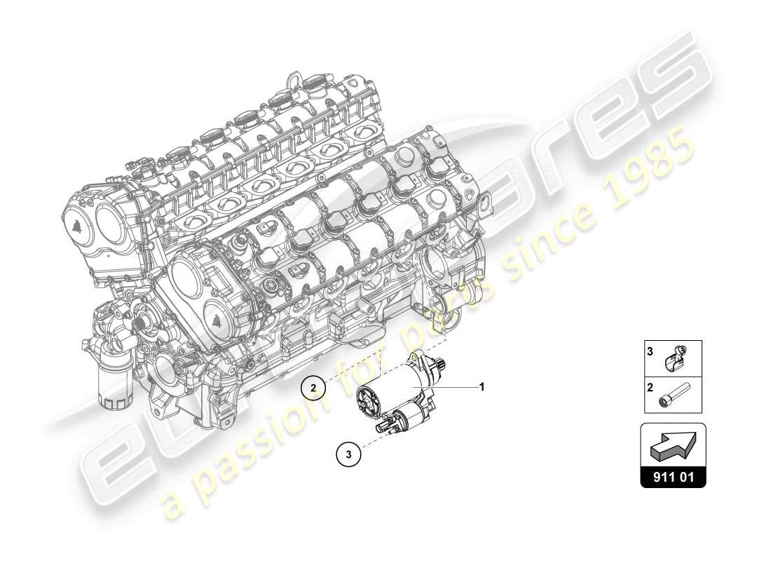 lamborghini 2014 (lp720-4 coupe 50) diagrama de piezas del arranque